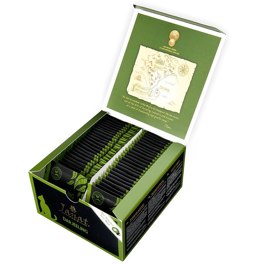 Herbata czarna Premium Darjeeling 50 torebek – otwarte pudełko