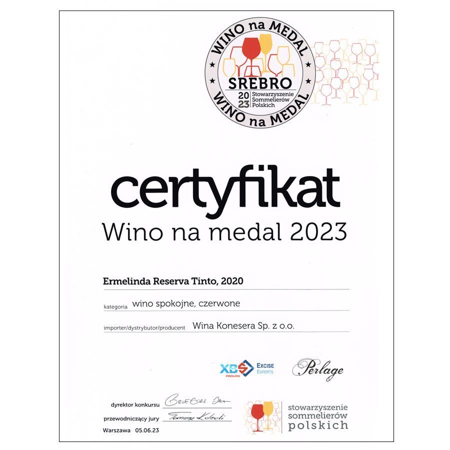 Srebrny medal Stowarzyszenia Sommelierów Polskich 2023 – certyfikat